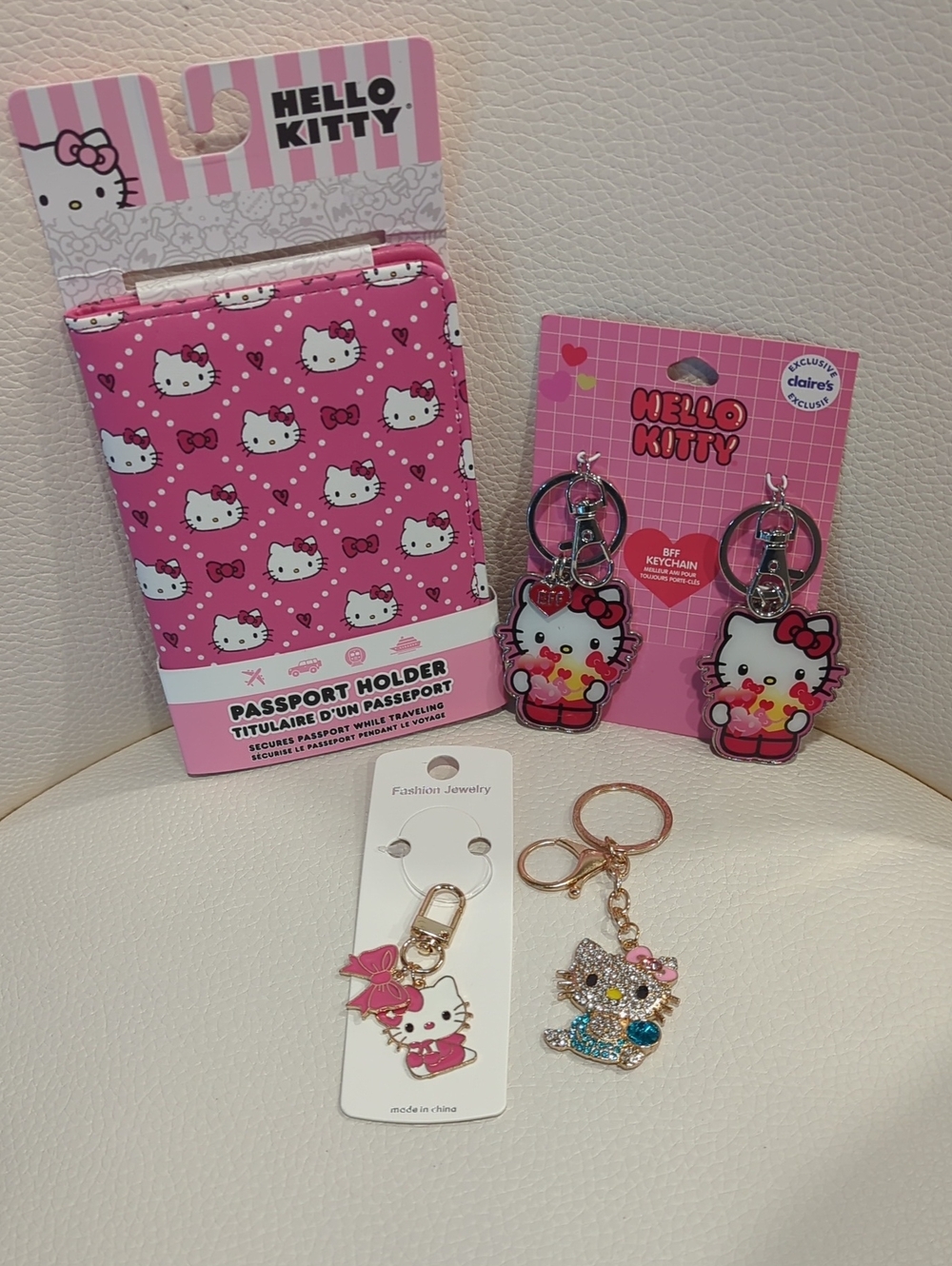 Hello Kitty Pink Travel Accessory Set with Charm Keychains